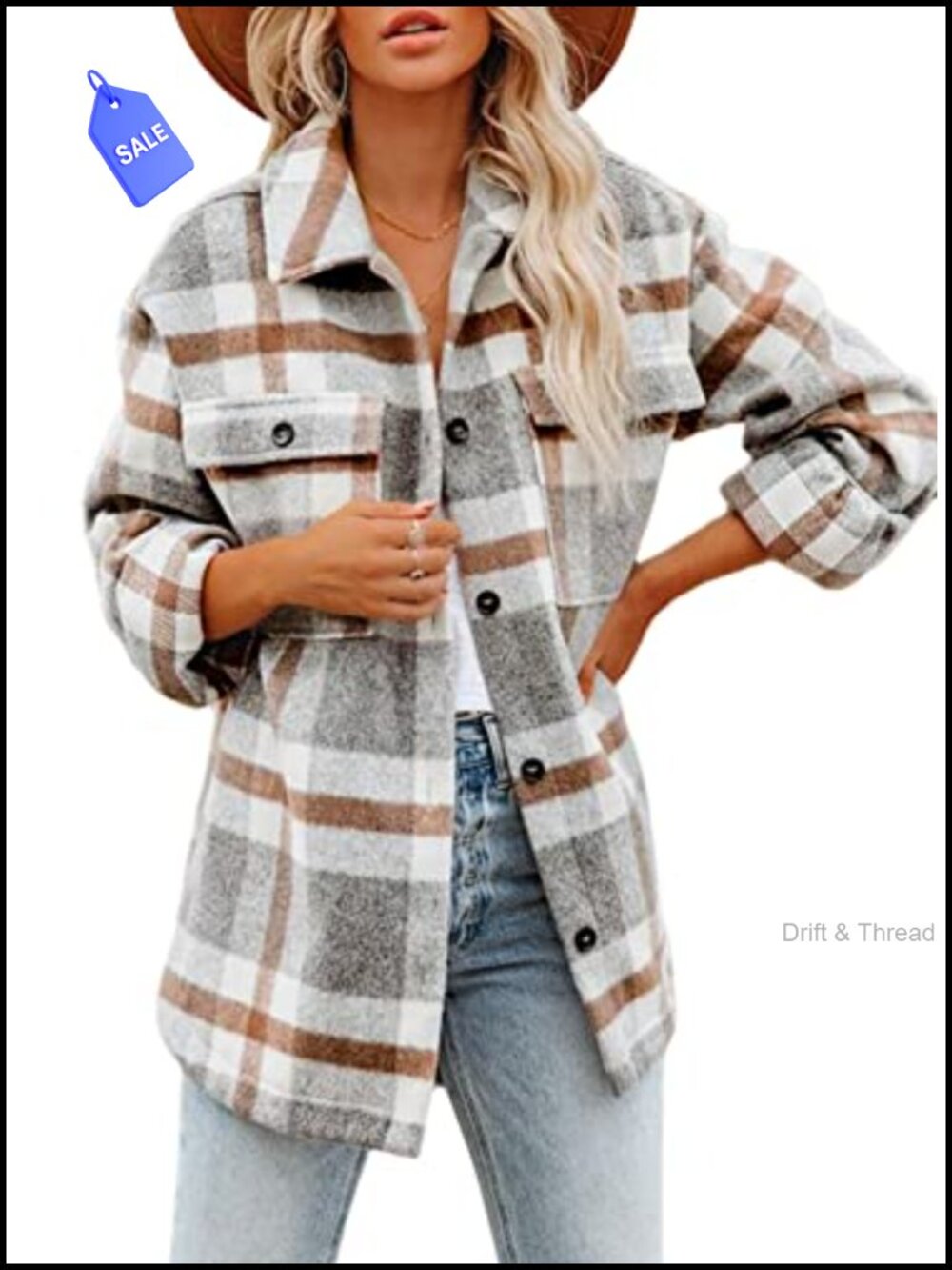 Plaid Flannel Shacket Button Down Shirt Jacket Oversized Relaxed Fit